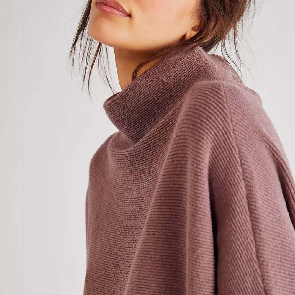 Free People Ottoman Slouchy Tunic Sweater Nutmeg Taupe - Picture 10 of 10